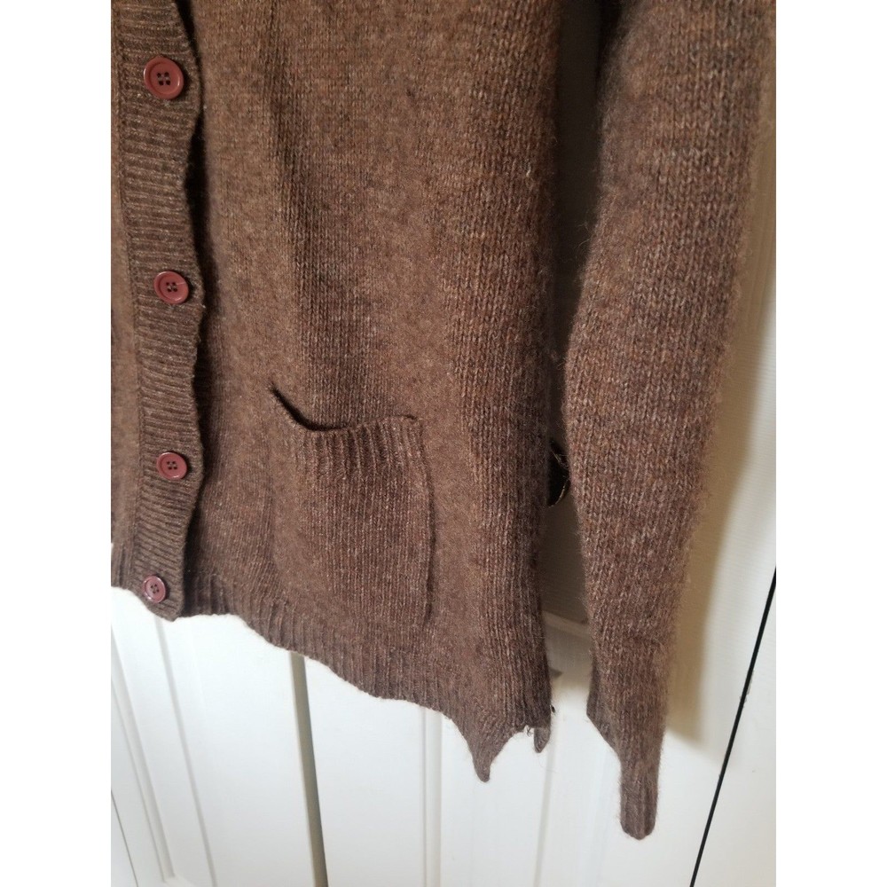 Vintage wool button cardigan sweater lambswool brown M khaite style - Picture 4 of 8